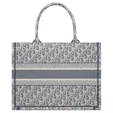 DIOR Classic D Embroidered Tote Bag Medium Blue
