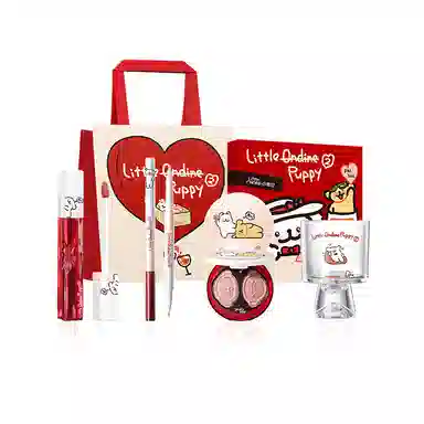 小奥汀线条小狗 微醺 花心奶雾唇霜卧蚕笔多用粉盘彩妆套装 不晕染清透气色提亮肤色修饰轮廓