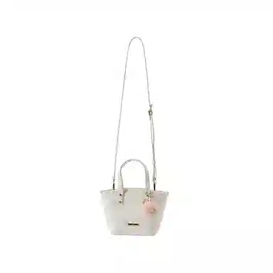 森马 经典流行菱格 合成革 手提包 中号 女款 本白/烟灰银/黑色