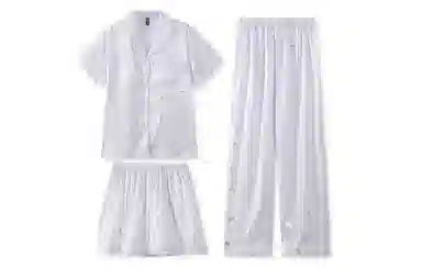 夏芬妍 简约休闲高级感蝴蝶冰丝翻领带胸垫家居服舒适亲肤短袖可外穿睡衣套装 女款 紫色