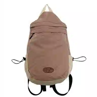 彤彤兔 纯色简约百搭 水洗布 双肩包背包 男女同款情侣款 藕色/绿色