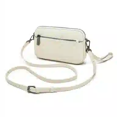 老人头 休闲通勤菱格高级感百搭经典 头层牛皮 单肩斜挎包 常规 女款 黑色/白色/卡其色