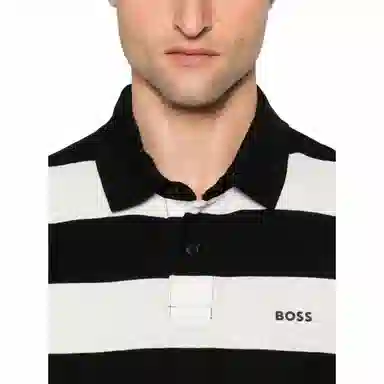 HUGO BOSS Relaxed-Fit Cotton-Piqu Polo Shirt With Horizontal Stripes LogoPolo