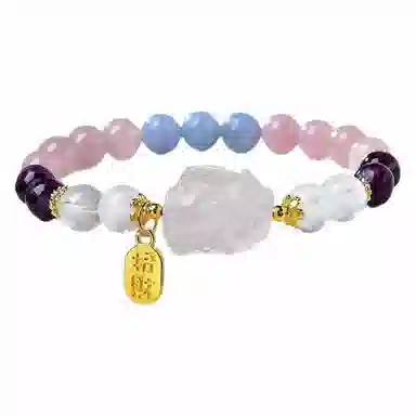 【成功上岸】 指尖瑰宝 正桃花招财纳福平安健康学业进步新中式招财#好运天然 粉水晶 手串 男女同款情侣款