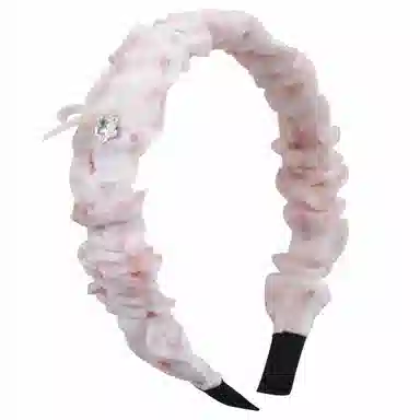 彤彤兔 韩版碎花褶皱贴钻蝴蝶结发捆高级感少女压发高颅顶 欧根纱 发箍 女款