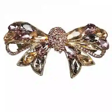 彤彤兔 半扎发弹簧夹精致捷克钻金属蝴蝶结弹簧夹发饰 合金 发夹 女款