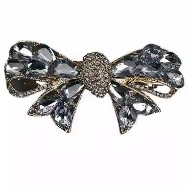 彤彤兔 半扎发弹簧夹精致捷克钻金属蝴蝶结弹簧夹发饰 合金 发夹 女款