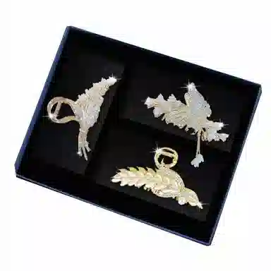 缔晶 轻奢精致时尚蝴蝶麦穗鲨鱼夹套装 气质通勤造型感发饰配饰礼盒 合金 发夹 女款