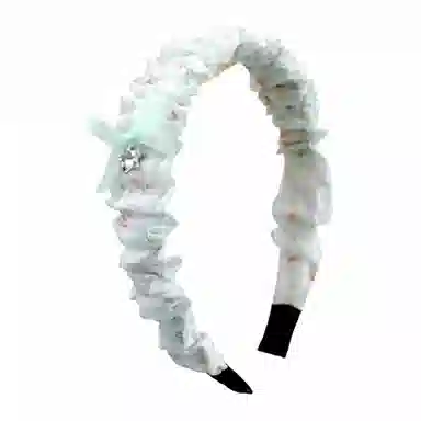 彤彤兔 韩版碎花褶皱贴钻蝴蝶结发捆高级感少女压发高颅顶 欧根纱 发箍 女款