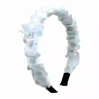 彤彤兔 韩版碎花褶皱贴钻蝴蝶结发捆高级感少女压发高颅顶 欧根纱 发箍 女款