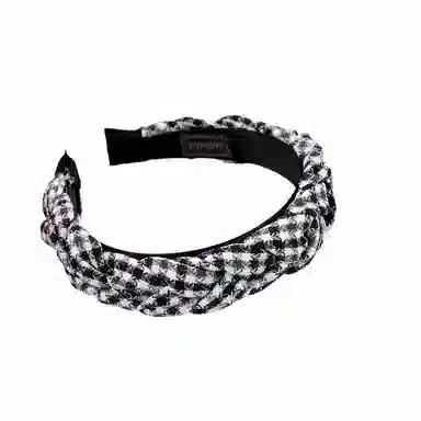 彤彤兔 法式小香风交叉拼色压发发捆高颅顶 涤纶 发箍 女款