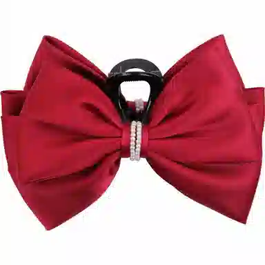 彤彤兔 在逃公主头饰红色蝴蝶结抓夹高级感后脑勺鲨鱼夹小香风发饰 布艺 发夹 女款