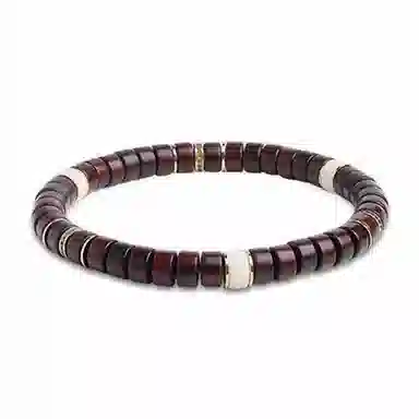 木盛缘 【紫气东来】新中式国潮直切药片珠转运上岸有钱花财源滚滚平安喜乐高油高密文玩单圈小叶佛珠 紫檀属 手串 男女同款情侣款