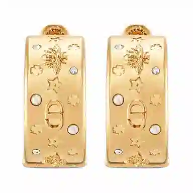 DIOR Logo Metal Earrings Gold