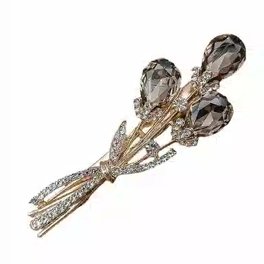 简应舒 花朵一字夹碎发刘海夹前额边夹侧边夹子头饰 合金+仿钻 发夹 女款