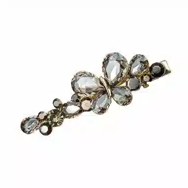 简应舒 双蝶一字夹碎发刘海夹前额边夹侧边夹子头饰 合金+仿钻 发夹 女款