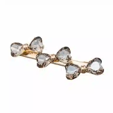 简应舒 领结一字夹碎发刘海夹前额边夹侧边夹子头饰 合金+仿钻 发夹 女款