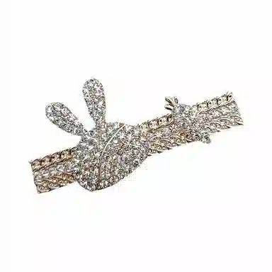 简应舒 萝卜兔水钻一字夹碎发刘海夹前额边夹侧边夹子头饰 合金+仿钻 发夹 女款