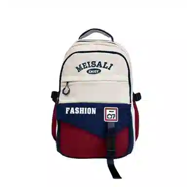 彤彤兔 韩版百搭撞色时尚 尼龙 双肩包 男女同款情侣款 卡其色\蓝色配红色\黄棕色\白配绿\黑色