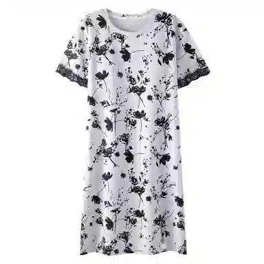 潞优野 舒适圆领透气中长款家居服短袖睡裙 女款