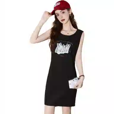 法文箱子 休闲百搭简约无袖连衣裙 女款