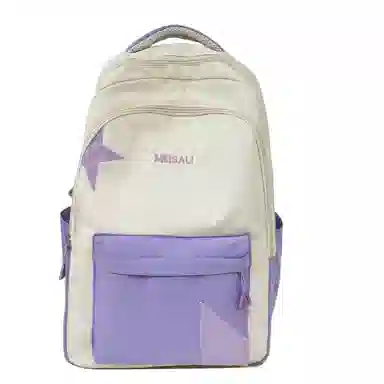 彤彤兔 撞色拼接 尼龙 双肩包 女款 紫色\蓝色\黑色\黄色\卡其色