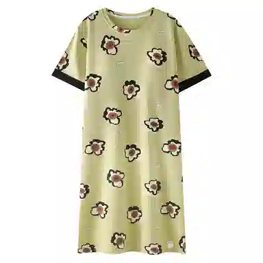 潞优野 舒适圆领透气中长款家居服短袖睡裙 女款