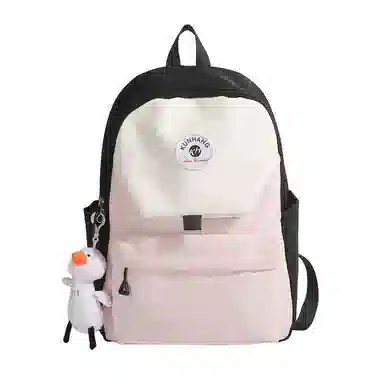 單倉 马卡龙轻便简约撞色日系初高中学生书包小众设计休闲旅行大容量背包 尼龙布 双肩包 男女同款情侣款 粉红色/黄色/蓝色/绿色