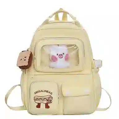 彤彤兔 简约时尚 尼龙 双肩包 女款 米白色\黄色\蓝色\黑色