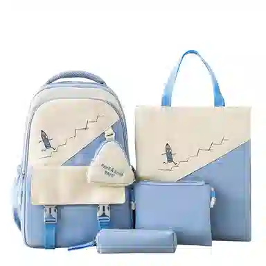 彤彤兔   韩版森系大容量四件套时尚百搭 尼龙 双肩包组合装 男女同款情侣款 粉色/绿色/紫色/黑色/蓝色