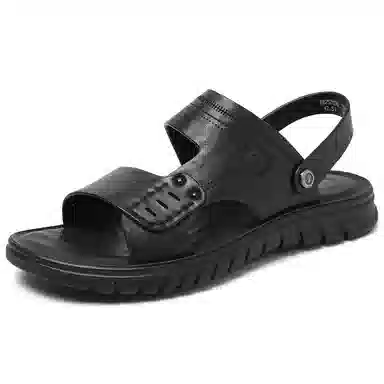 木林森 时尚简约 经典百搭 复古轻便 透气舒适 柔软通勤 户外休闲 沙滩凉鞋 男款 黑色