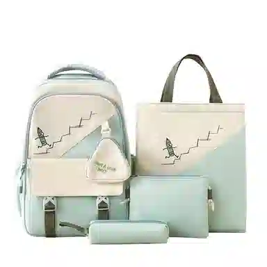 彤彤兔   韩版森系大容量四件套时尚百搭 尼龙 双肩包组合装 男女同款情侣款 粉色/绿色/紫色/黑色/蓝色