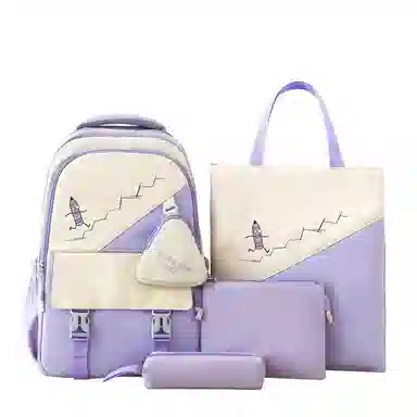 彤彤兔   韩版森系大容量四件套时尚百搭 尼龙 双肩包组合装 男女同款情侣款 粉色/绿色/紫色/黑色/蓝色