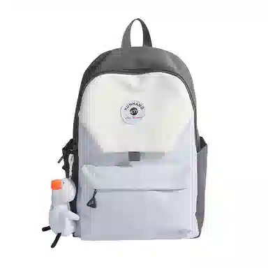 單倉 马卡龙轻便简约撞色日系初高中学生书包小众设计休闲旅行大容量背包 尼龙布 双肩包 男女同款情侣款 粉红色/黄色/蓝色/绿色