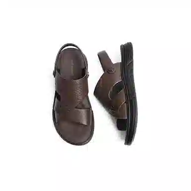 红蜻蜓 牛皮革 舒适百搭 沙滩凉鞋 男款 棕色