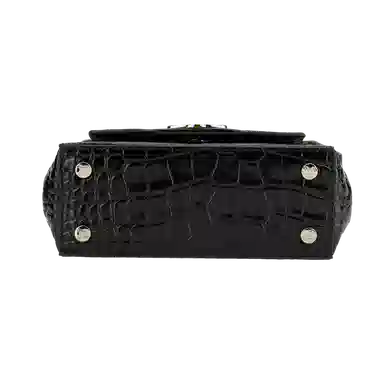 Vivienne Westwood Croc Embossed Leather Shoulder Bag Black