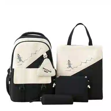 彤彤兔   韩版森系大容量四件套时尚百搭 尼龙 双肩包组合装 男女同款情侣款 粉色/绿色/紫色/黑色/蓝色