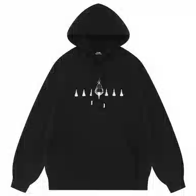 三体 素描卡通图案印花连帽宽松休闲卫衣 男女同款