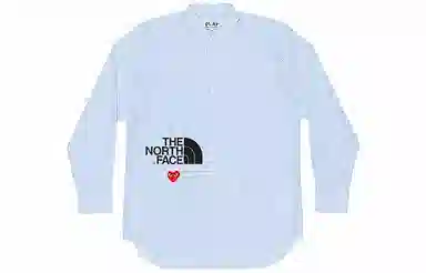 CDG Play x The North Face "Play Together" Blue Striped Logo Shirt