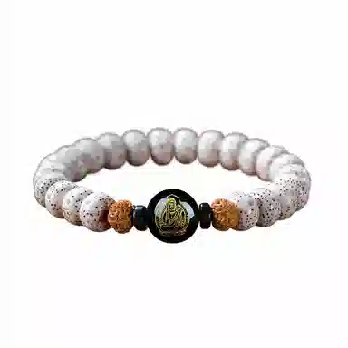 达隆 八大守护神 菩萨文玩佛珠玛瑙转运珠 时来运转黑曜石佛珠 本命年蛇年#好运 星月菩提 单圈手串 男女同款情侣款