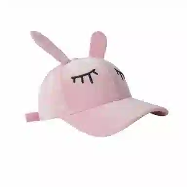 甜美可爱兔耳朵棒球帽秋冬季韩版学院风丝绒保暖 涤纶 鸭舌帽 女款