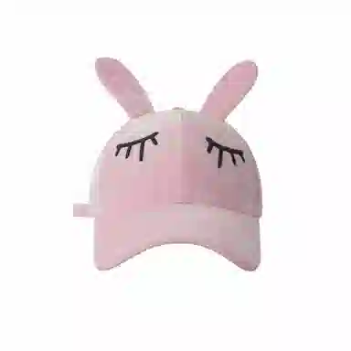 甜美可爱兔耳朵棒球帽秋冬季韩版学院风丝绒保暖 涤纶 鸭舌帽 女款