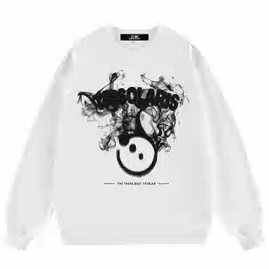 三体 文明符号系列 简约百搭休闲基础趣味字母印花宽松圆领套头长袖卫衣 男女同款