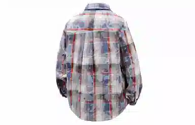 王者荣耀 鲁班七号星空梦想款 美式撞色格子外套宽松休闲小衫扎染多彩格纹翻领透气美式痞帅百搭长袖衬衫 男女同款