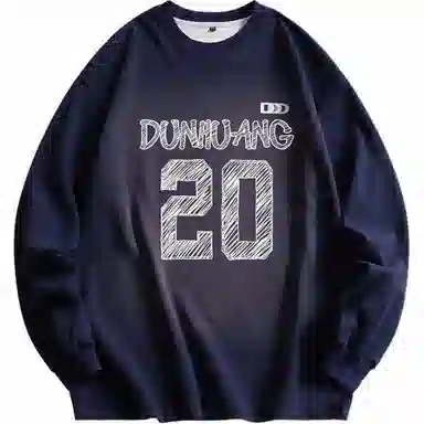 敦煌博物馆 重磅水洗美式复古字母渐变宽松百搭高街圆领卫衣 男女同款