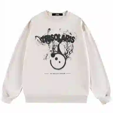 三体 文明符号系列 简约百搭休闲基础趣味字母印花宽松圆领套头长袖卫衣 男女同款