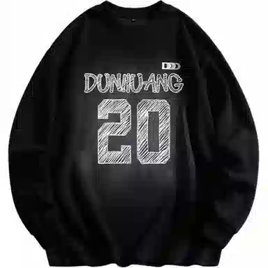 敦煌博物馆 重磅水洗美式复古字母渐变宽松百搭高街圆领卫衣 男女同款