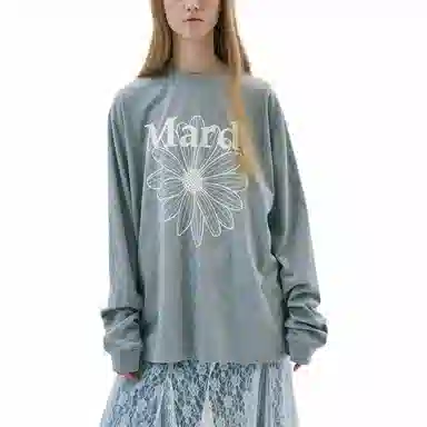 MARDI MERCREDI SS25 UNISEX TSHIRT LONG SLEEVE FLOWERMARDI_GREY IVORY T