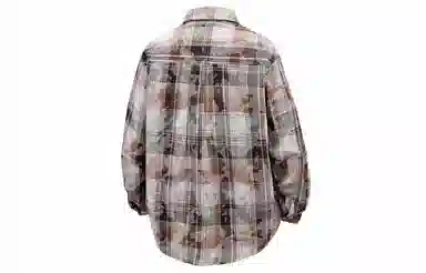 王者荣耀 鲁班七号星空梦想款 美式撞色格子外套宽松休闲小衫扎染多彩格纹翻领透气美式痞帅百搭长袖衬衫 男女同款