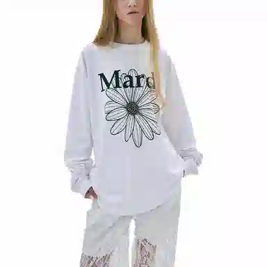 MARDI MERCREDI SS25 UNISEX TSHIRT LONG SLEEVE FLOWERMARDI_WHITE BLACK T